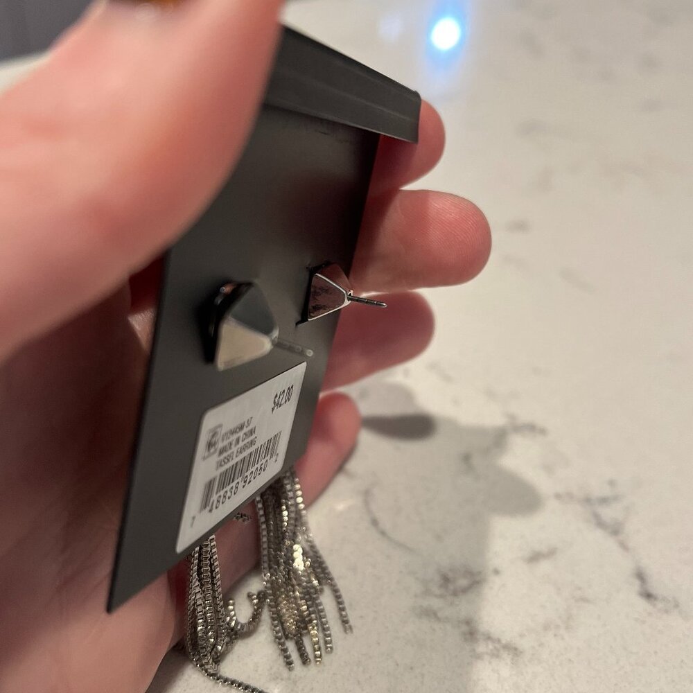 NWT Vince Camuto *Silver Tassel* Dangle Earrings | Silver-Tone | Chic & Delicate - Picture 8 of 10